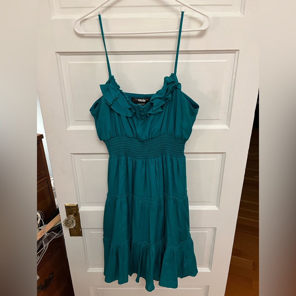Teal ruffled dress